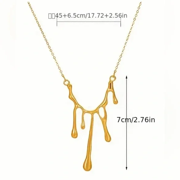 💛 Golden Lava Droplet Pendant Necklace - Picture 10 of 10